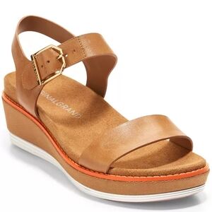 *Cole Haan* Women's OriginalGrand Flatform Wedge Sandals in Tan w orange accents